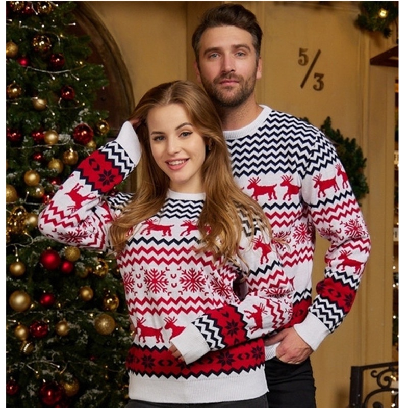 Suéteres De Navidad Para Parejas Mujeres Hombres Unisex Casual Suelto  Prendas De Punto Manga Larga O Cuello Sueter Jerseys Trajes A Juego |  Shopee México