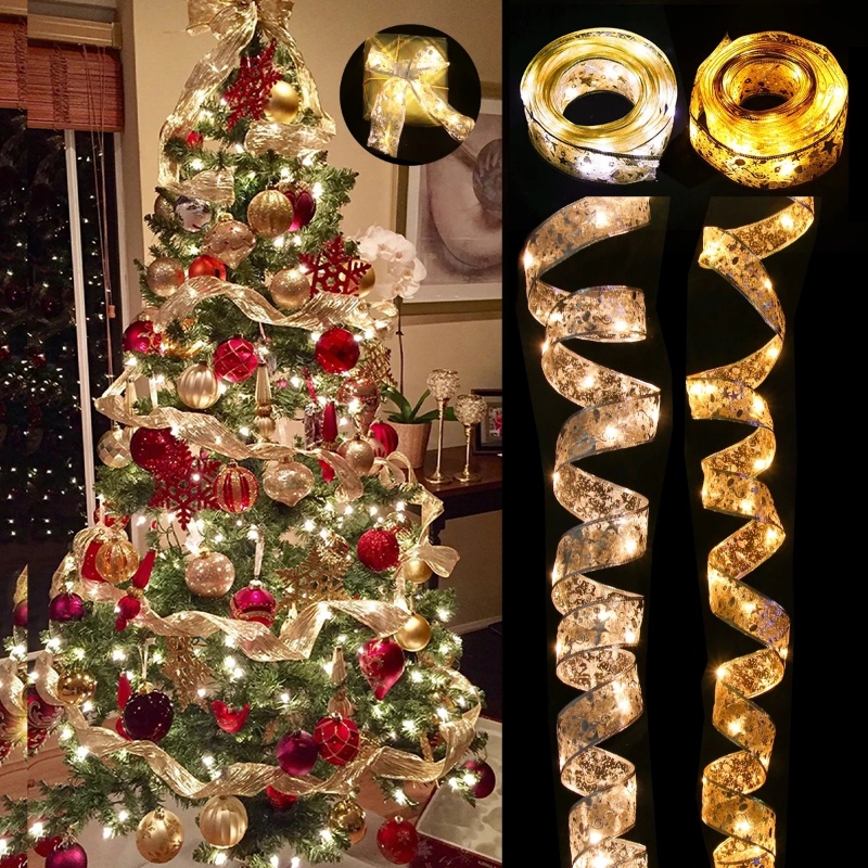 5M Lazos De Cinta De Navidad Con 50 Luces De Doble Capa Hadas LED Cuerdas  Adornos De Árbol Año Nuevo Regalo Decoración Del Hogar | Shopee México