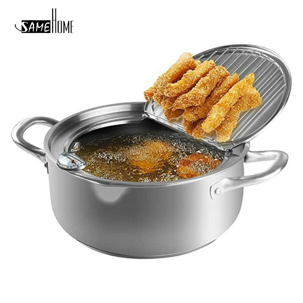 Tempura Deep Fry Pot Fryer Pan Stainless Steel Frying Pot With