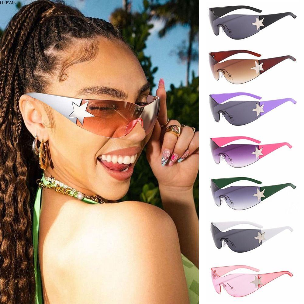 Likewin Y2k Gafas De Sol Para Mujeres Hombres 2000s One Piece Punk Goggle Eyewear Wrap Around 8101