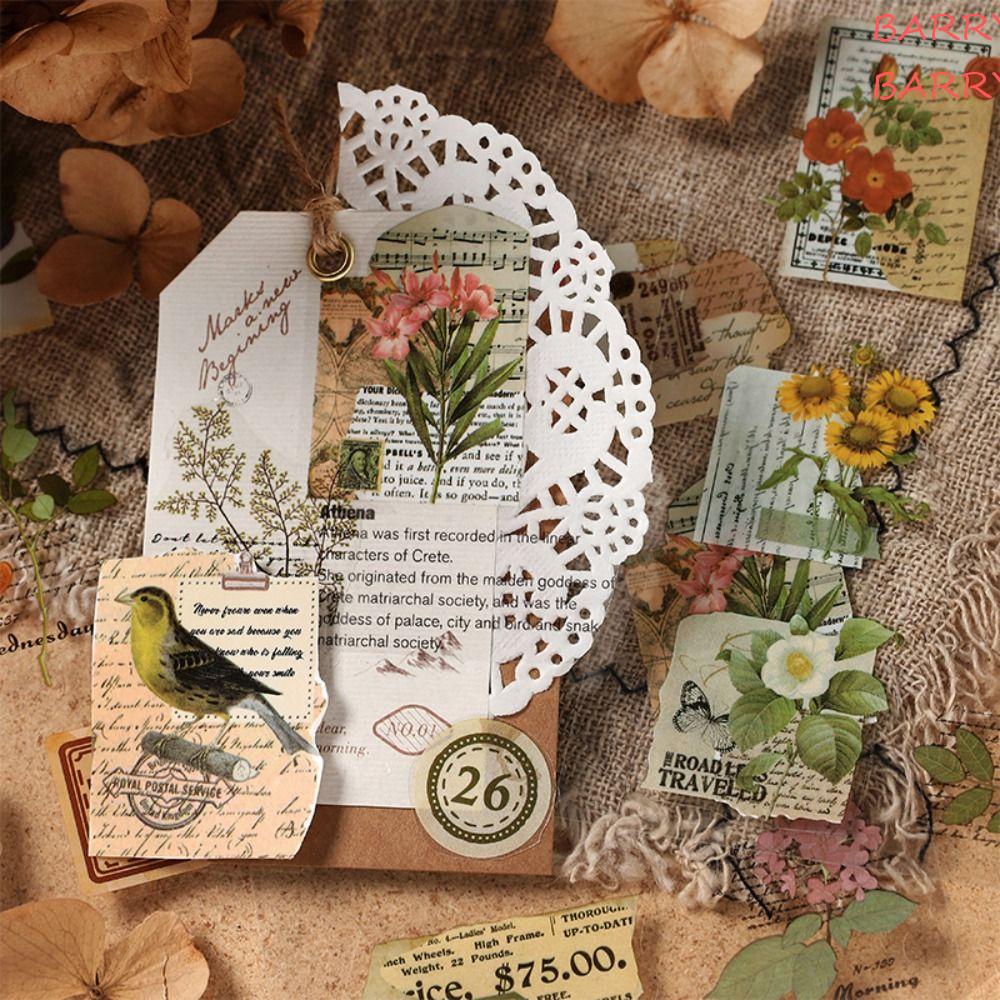 MiaLover Juego de 366 pegatinas vintage para scrapbooking y manualidades papel letras retro tiempos antiguos hojas de plantas para arte Craft Notebook Album Invitaciones 