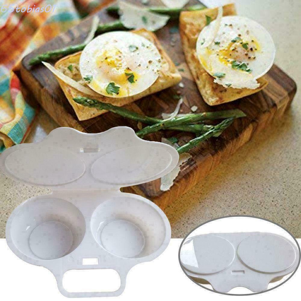 Caldera de huevo de drenaje huevos escalfador taza microondas doble taza de huevo de cocina vaporizador de huevo 