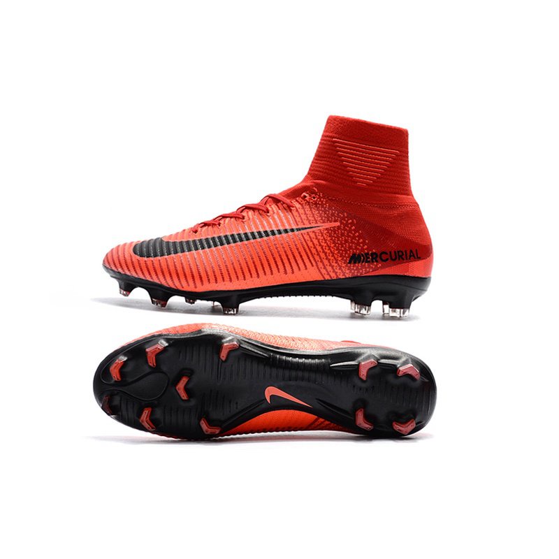 Nike mercurial v fg Rojo Negro Zapatos De Fútbol De Alta Calidad Hombres Y Mujeres | Shopee México