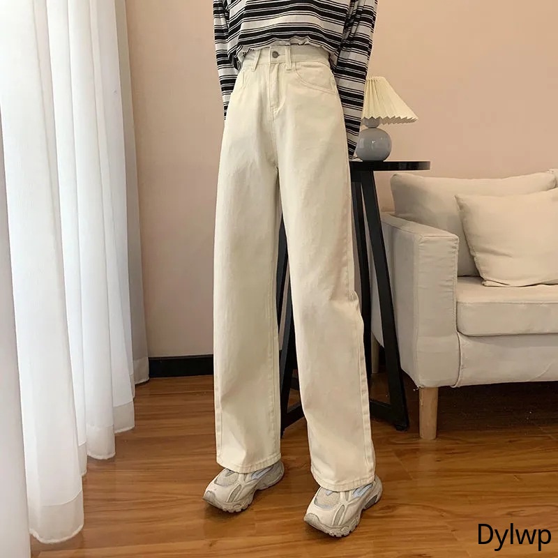 Suposiciones, suposiciones. Adivinar cera Sano Jeans Coreanos Vintage Blanco Pierna Ancha Pantalones Rectos Sueltos Para  Mujer | Shopee México