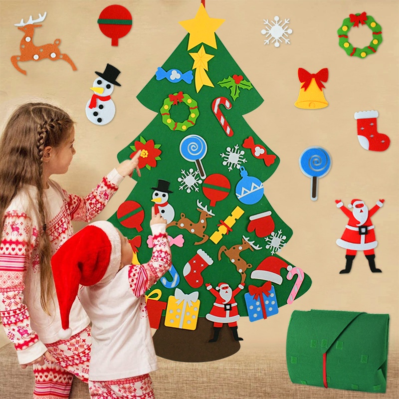 espacio absorción comportarse 95x70cm DIY Fieltro Árbol De Navidad Conjunto Con Adornos Para Niños  Regalos Año Nuevo Decoraciones Colgantes Santa Claus Set | Shopee México