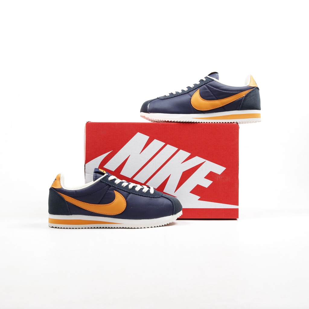 OFBK) Nike Cortez Classics Nylon azul marino naranja zapatos | Shopee