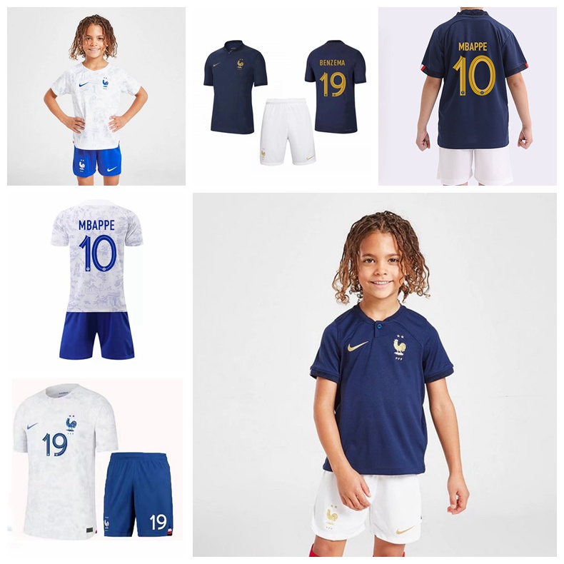 Camiseta Deportiva 2022 De Fútbol Niños 2022 Copa Del Mundo Francia En Casa Benzema Mbappe Griezmann Para Niño | Shopee México