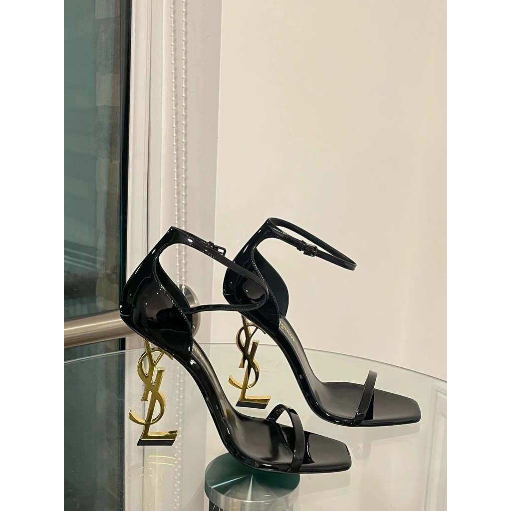 Nuevas Sandalias De Tacón Alto YSL Saint Laurent De De París 10cm Oro 7FPP | Shopee México