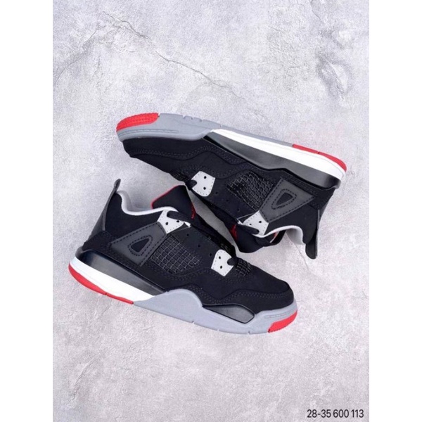 Air Jordan 4 negro 28-35 zapatos para niños