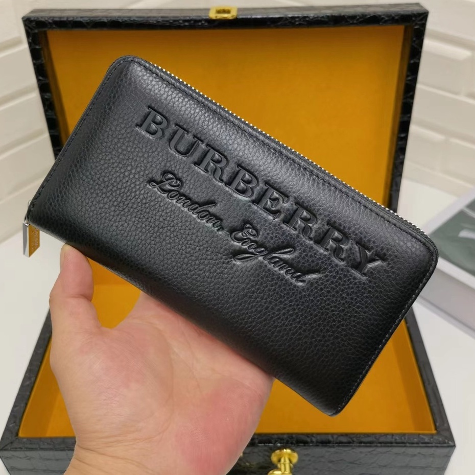 En Stock Auténtico Cartera Con Cremallera Burberry 100 % Original Nuevo  Bolso De Embrague De Cuero | Shopee México