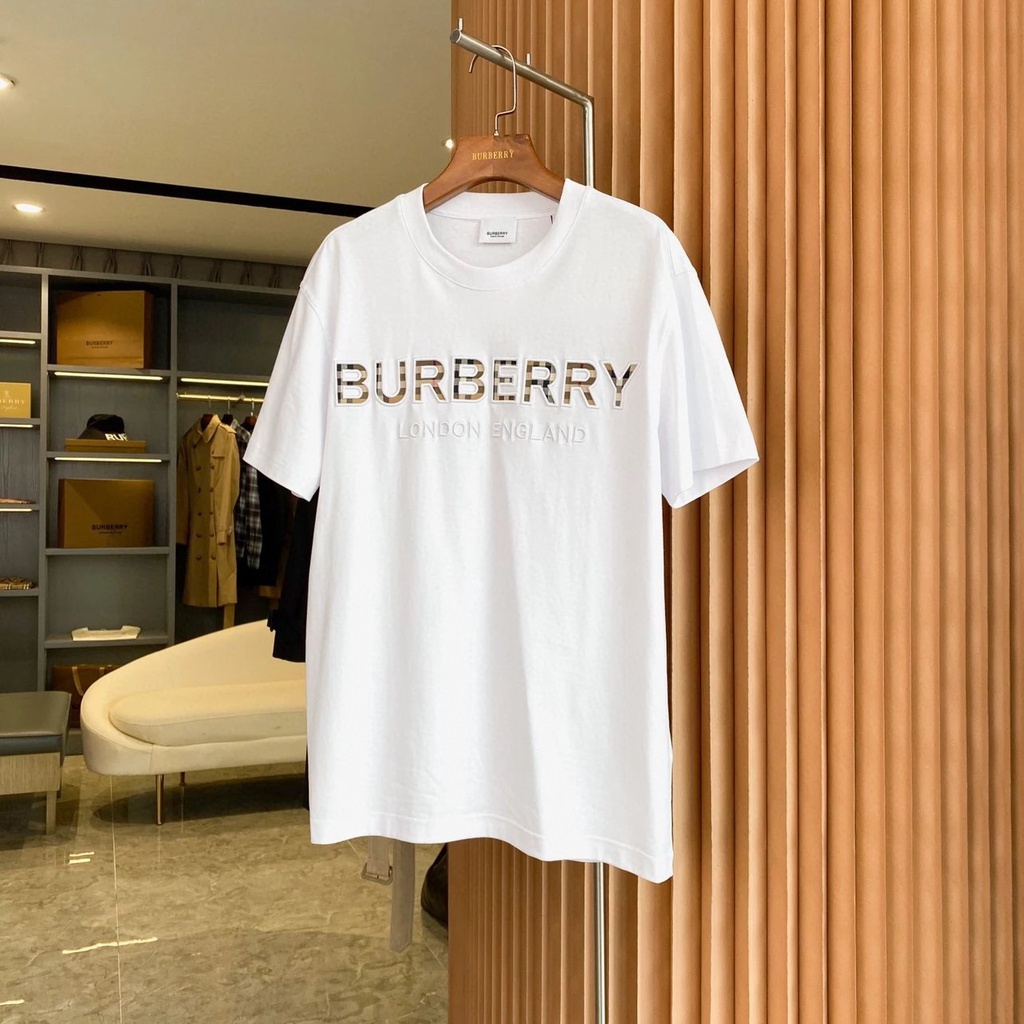 Burberry (purchasing B short sleeve) bbr logo embroidered T-shirt short  sleeve bur short sleeve loose cotton for men and women | Shopee México