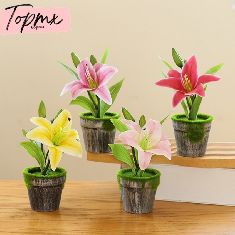 3 Cabezas De Simulación De Lirios Bonsai Realista No Se Desvanece Falsa En  Maceta Flor Oficina Balcón Escritorio Dormitorio Sala De Estar Decoración |  Shopee México