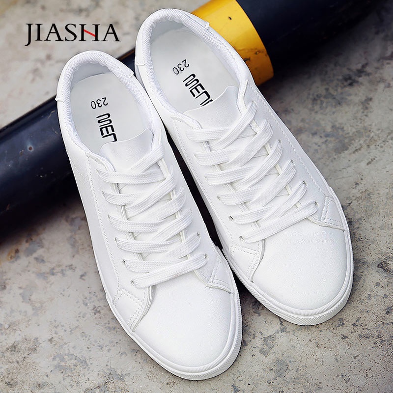 Zapatos De Las 2022 Nuevo Primavera Cordones Blancos Cuero PU Sólido casual Femeninos Zapatillas tenis feminino Shopee México