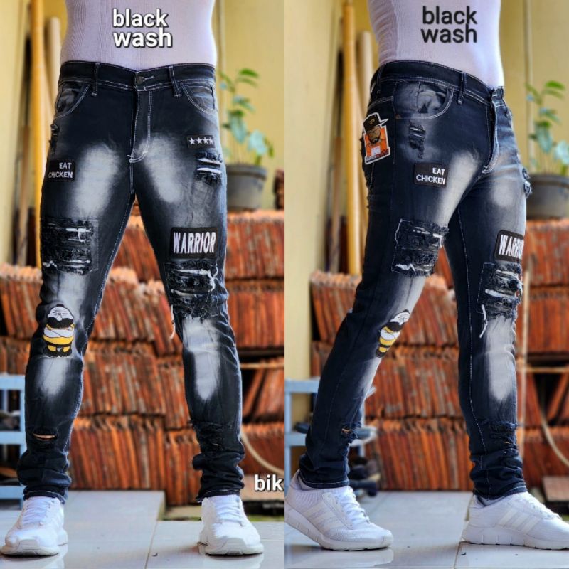 pague En el Jeans JEANS rasgados para hombre // pantalones BIKERS | Shopee México