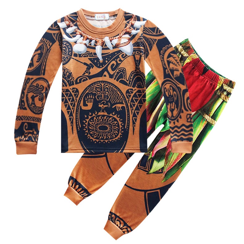Maui Boys Ropa De Dormir Moana vaiana Disfraz Niñas Pijama Navidad Niños pokemon Larga Camiseta + Conjunto De Impresión | Shopee México