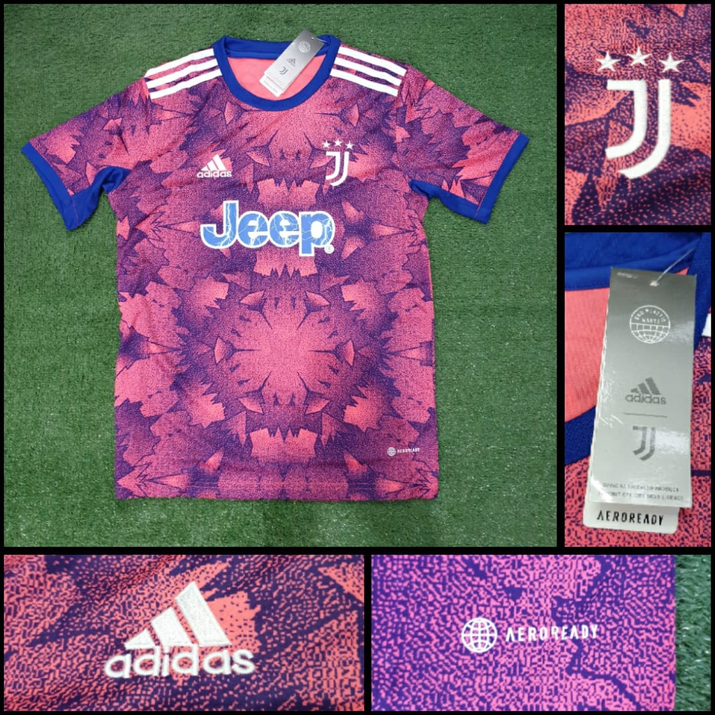 adidas 2021/22 Juventus FC Third Kit/Jersey - Yellow/Blue/White Size Medium