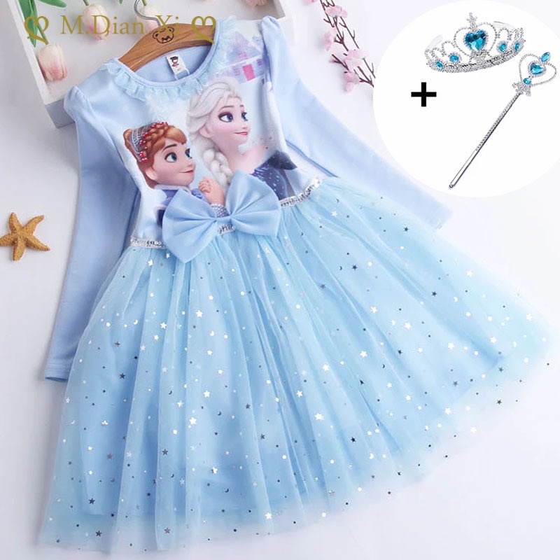 Vestidos De Otoño Para Niñas Frozen Elsa Fiesta De Cumpleaños Vestido De  Baile Para Niños De Manga Larga Disfraz De Princesa Adolescente | Shopee  México