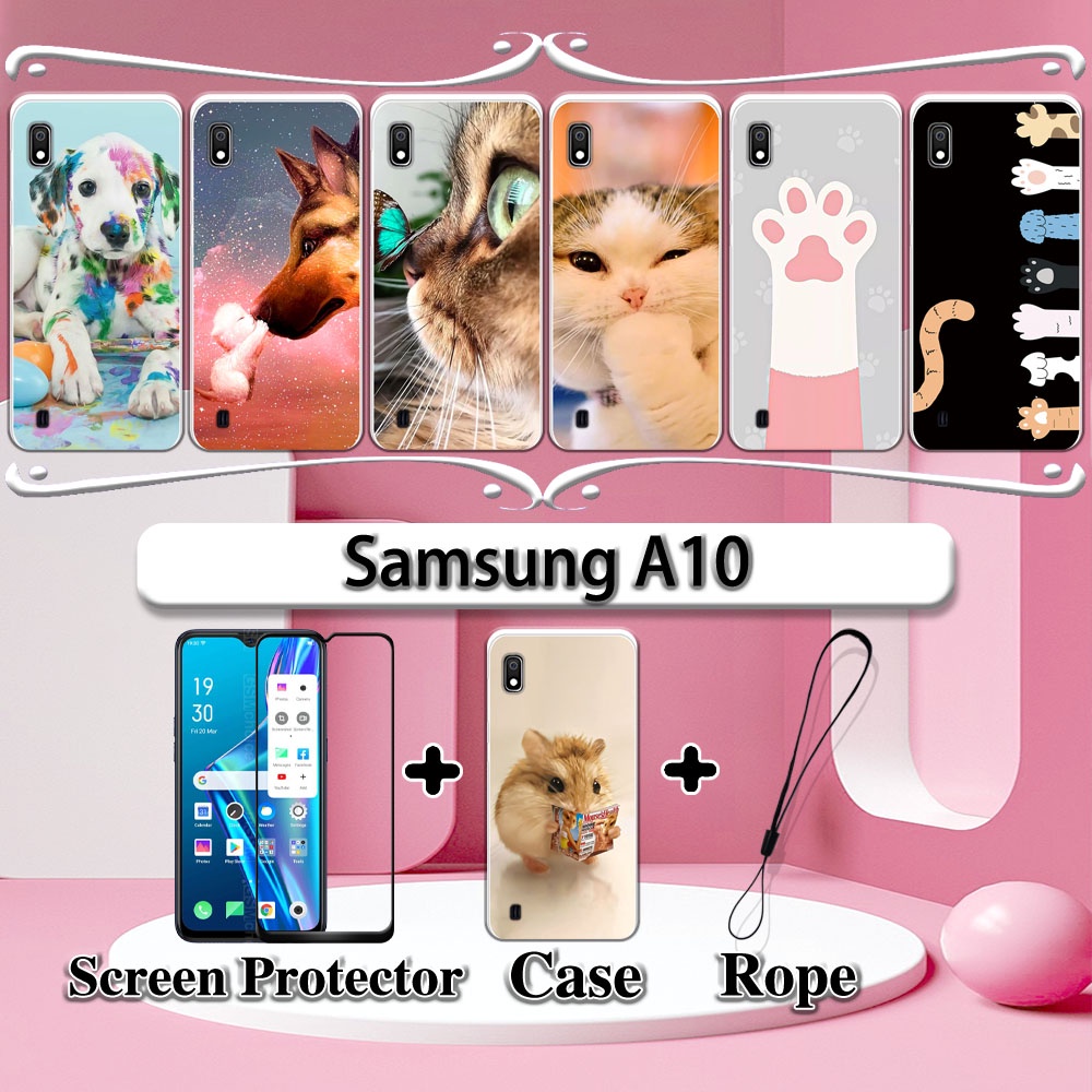 2 En 1 Samsung A10 Funda Con Vidrio Templado Curvado De Cerámica Protector  De Pantalla Gato Y Perro | Shopee México