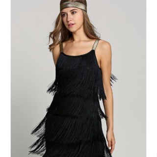Vestido De Borla De Las Mujeres Sexy Verano Flapper Playa Correa De Corte  Bajo Negro Plata Blanca Corta Fringe Vestidos De Fiesta A-005 | Shopee  México