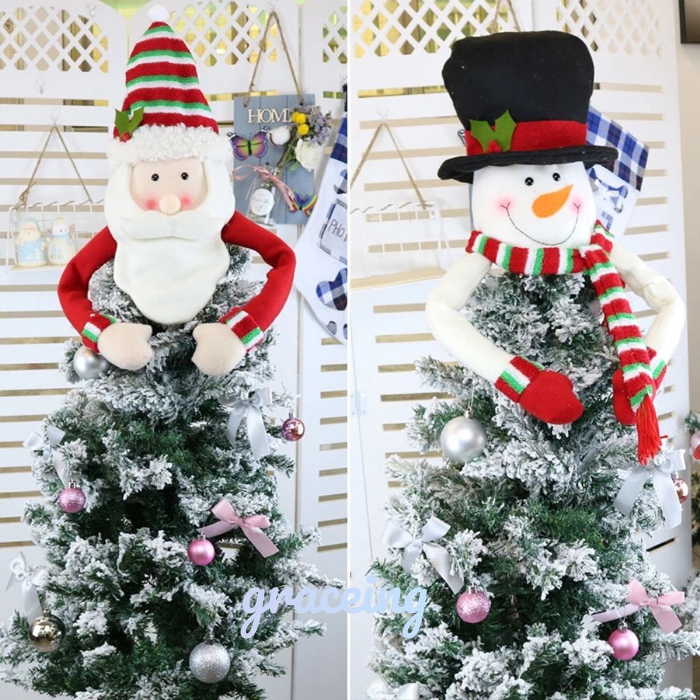 Árbol de Navidad, estrella superior, adornos de Santa Claus, fieltro de  Navidad, sombrero de árbol de Navidad, colgante, decoración para el hogar |  Shopee México