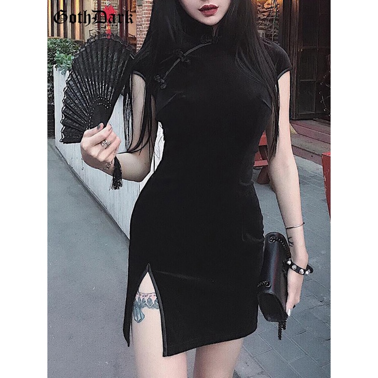 Goth Vestido De Mujer Oscuro Cheongsam Estilo Chino Skinny Mini Streetwear  Sexy Vintage Harajuku Verano Ropa Slim 2021 | Shopee México