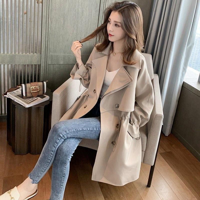 Talla Grande Fat mm Mujer Otoño Invierno Ropa Suelta Doble Botonadura Media  Longitud Cortavientos Cintura Estrecha Aspecto Más Delgado Traje Cuello  Chamarra 100kg | Shopee México