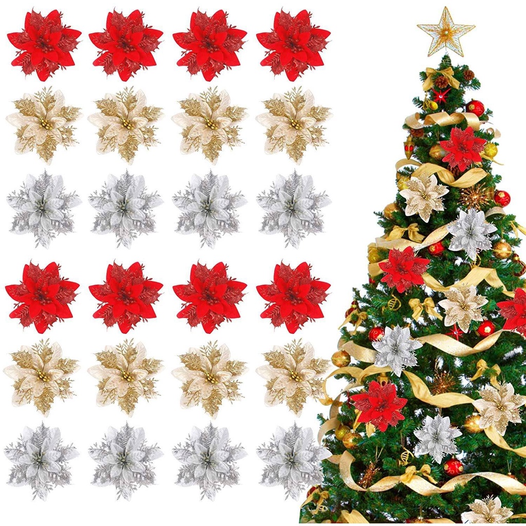 NS3 Grande Flor De Navidad Artificial Para El Hogar Fiesta Decoración De  Boda Álbum De Recortes Colgante De Árbol | Shopee México