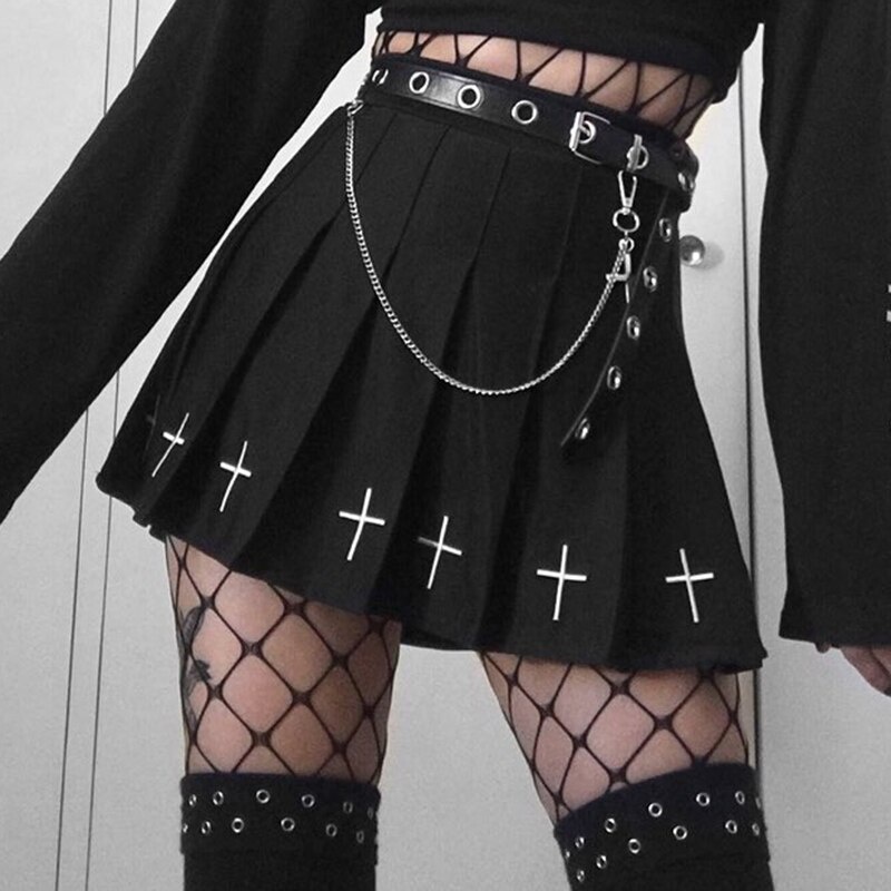 Faldas Impresas Cruzadas Plisadas De Talle Alto Goth Para Mujer Verano Y2K Ropa  Punk Gótico Mini Egirl Lolita Streetwear | Shopee México