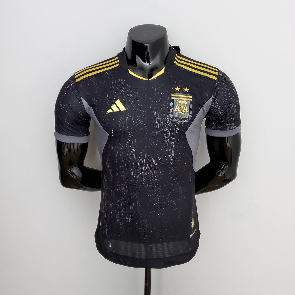 Camiseta De Fútbol Jugador Argentina 2022 Versión Negra