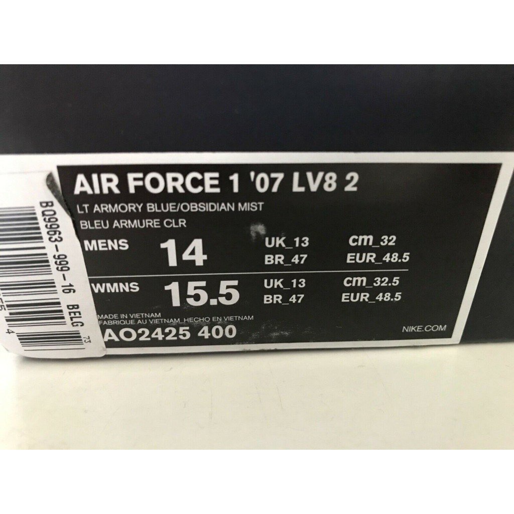 Nike Air Force 1 '07 LV8 2 LT Armory Blue/Obsidian Mist - AO2425