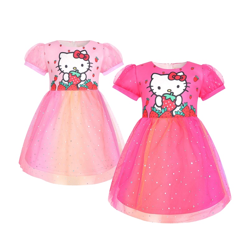 Lindo Vestido De Niña De Hello Kitty Verano Malla Moda Fiesta De Cumpleaños  Princesa 2-8 Años Ropa Para Niños | Shopee México