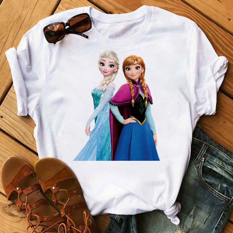 Blusa Mujer Princesa Elsa Anna Frozen Anime Ropa Camiseta Verano Coreano  Queen Print Blanco Corto | Shopee México