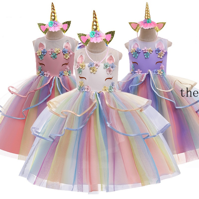 Vestido Unicornio Para Niños , Princesa , Ropa De Navidad , Año Nuevo Boda 4476 Shopee