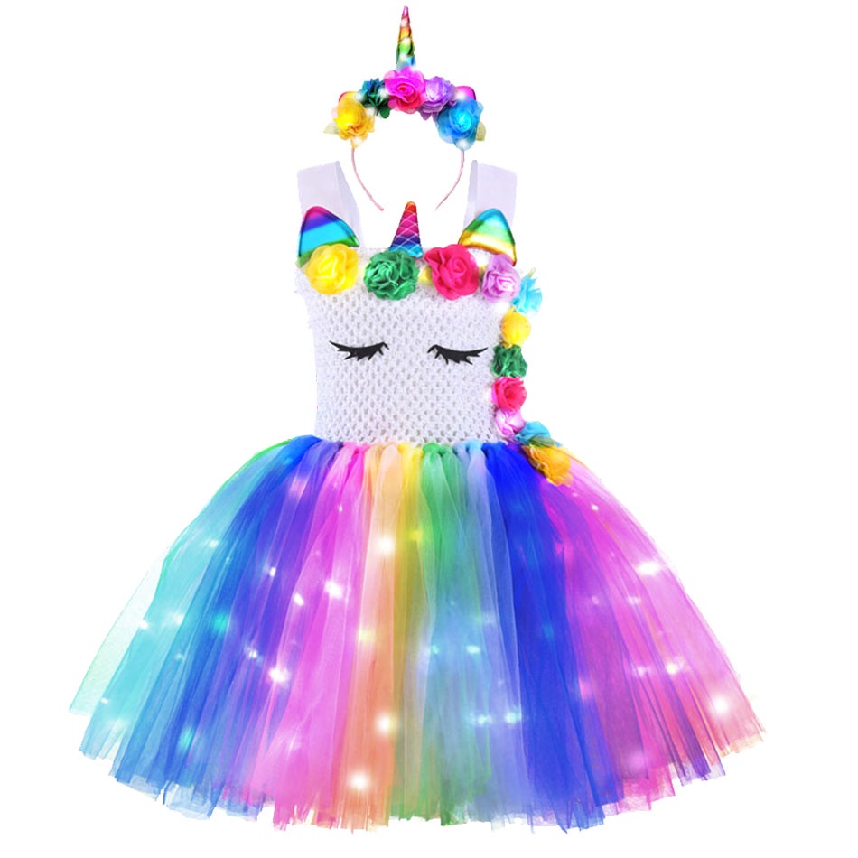 Vestidos De Unicornio Para Niñas Tutú Princesa Fiesta Con Luces LED Flor De  Cumpleaños Disfraz De Cosplay Ropa | Shopee México