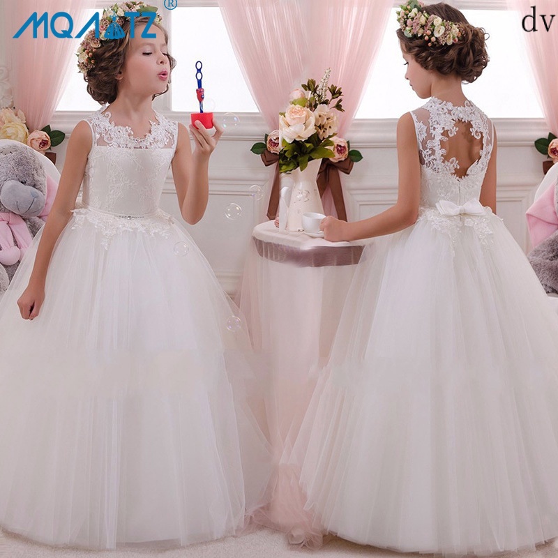 MQATZ Vestido De De Encaje Blanco Para Niña Disfraces Para Flor Novia Fiesta Cumpleaños Graduación 4-14 Años 635 | Shopee México