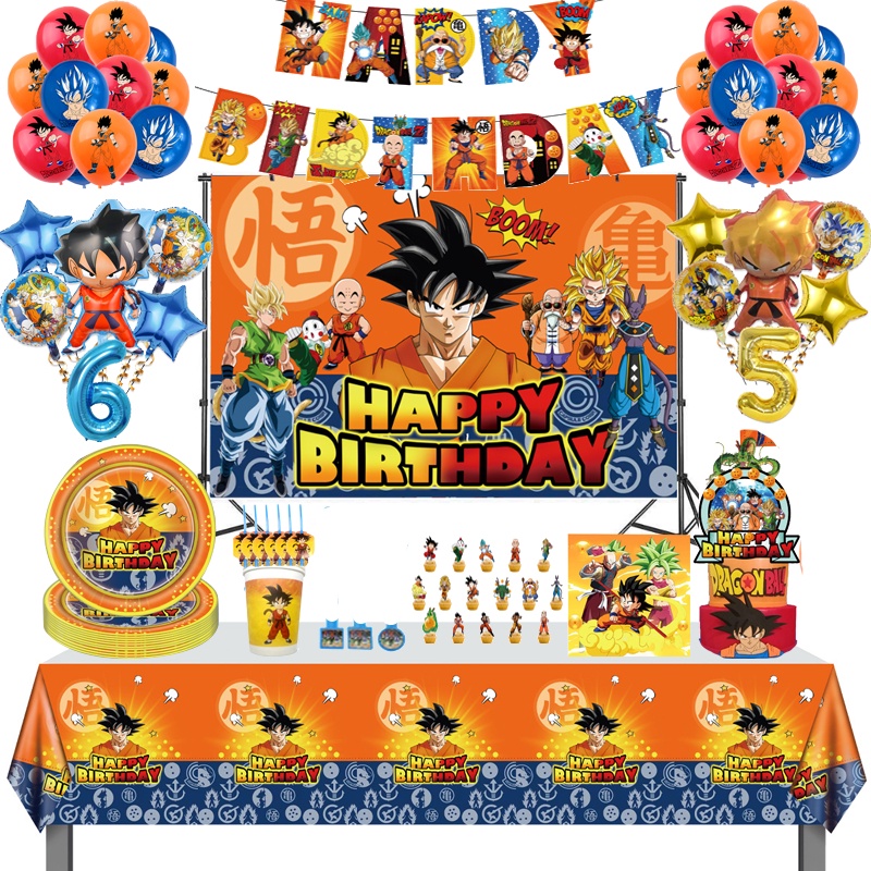 Dragon Ball Kids Fiesta De Cumpleaños Decoración De Party Digital Globo Set  Desechable Cubiertos Bandera Fondo | Shopee México