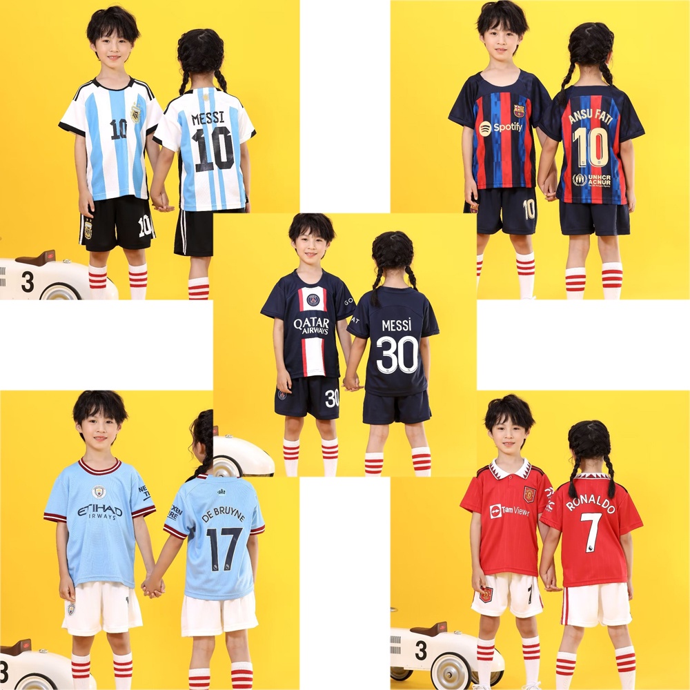 22-23 Nueva Temporada Barcelona Ronaldo Messi Jersey Para Top Shorts Un Conjunto Ropa De Kits | Shopee México