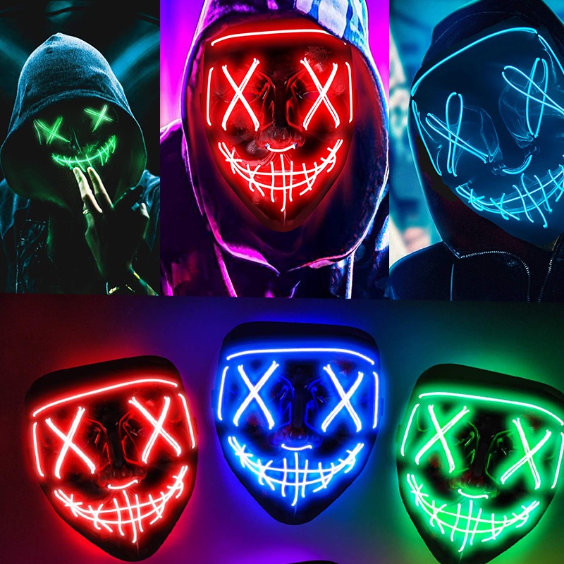 Máscara LED Media Cara Para DJ Y Cosplay - Efectos De Luces, Ideal Para Fiestas Y Halloween