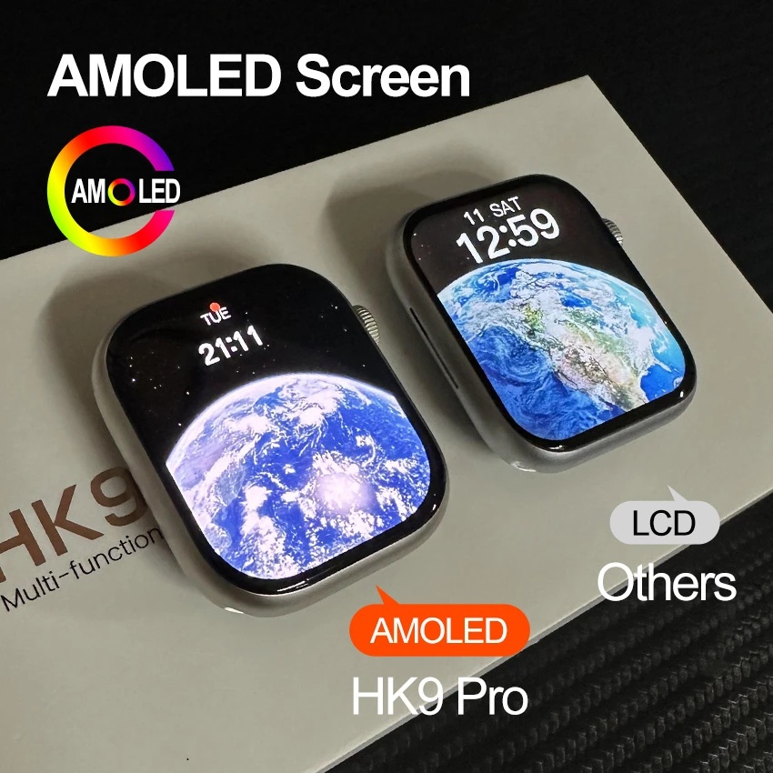 HK9 Pro AMOLED Smart Watch Hombres 45mm Series 8 Ultra NFC Brújula Llamada Bluetooth Carga Inalámbrica Smartwatch Mujeres 2.02 Pulgadas PK HK8 W59