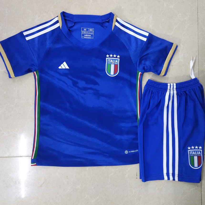 Nuevo 2023/24 Italia Casa Camiseta De Fútbol Kit Niños Manga Corta Jersey Uniforme Chándal