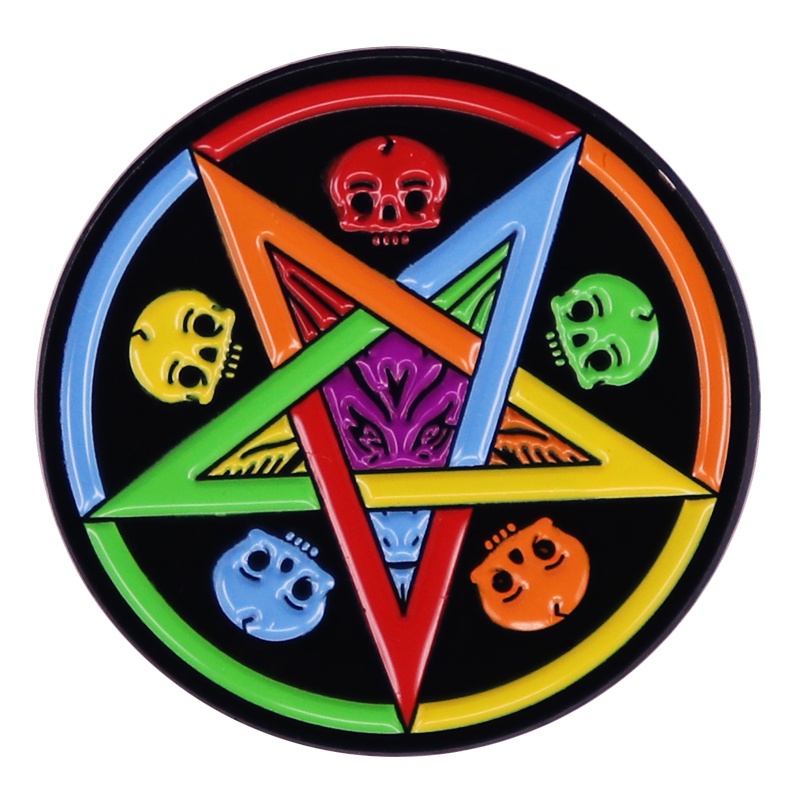 Rainbows In Hell Esmalte Solapa Pin Pentagrama Baphomet Calaveras Insignia Broche Mochila Decoración Joyería Regalo