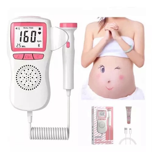 Monitor de frecuencia cardíaca Fetal Doppler de maternidad de mano recargable para el hogar con Cable de carga y Gel para monitoreo Fetal