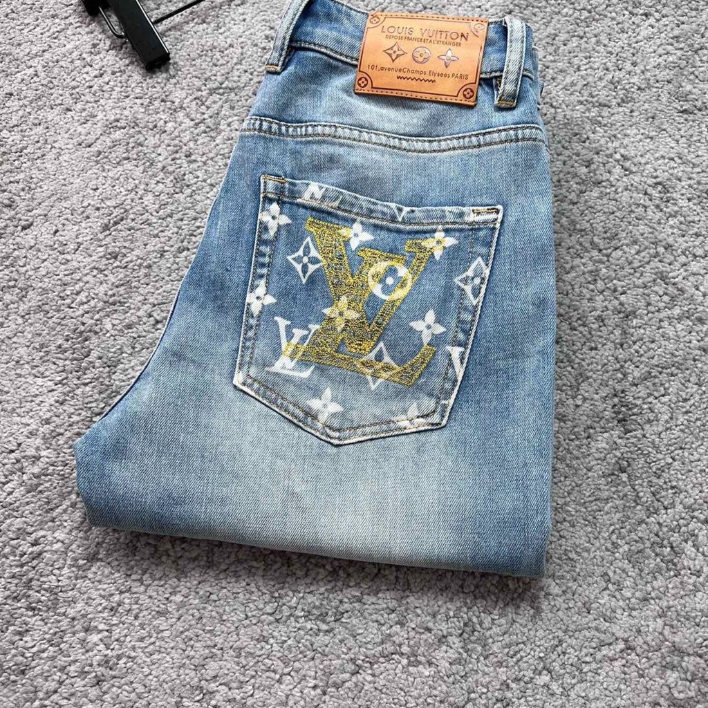 Louis Vuitton LV hot diamond jeans Hombres s 2022 Otoño E Invierno Nuevo  Moda Marca Estrellada Tendencia Delgada Pantalones Rectos Ancho l