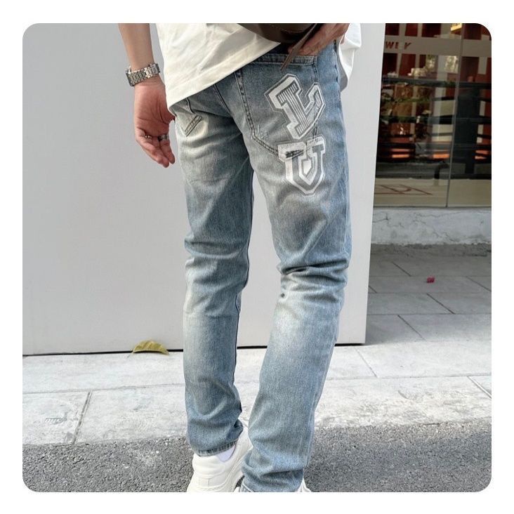 Louis Vuitton LV hot diamond jeans Hombres s 2022 Otoño E Invierno Nuevo  Moda Marca Estrellada Tendencia Delgada Pantalones Rectos Ancho l